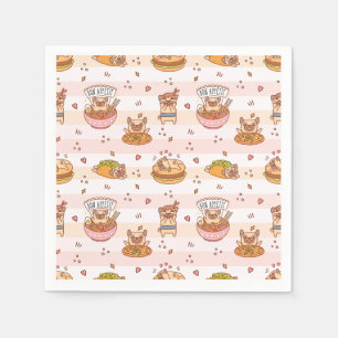 Bon Appetit Pug With Food Ramen Sushi Napkins