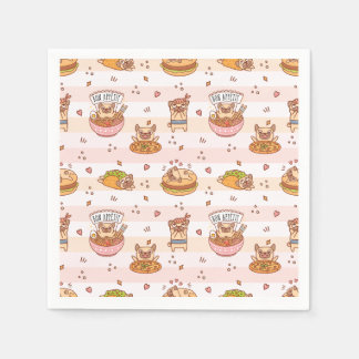 Bon Appetit Pug With Food Ramen Sushi Napkins