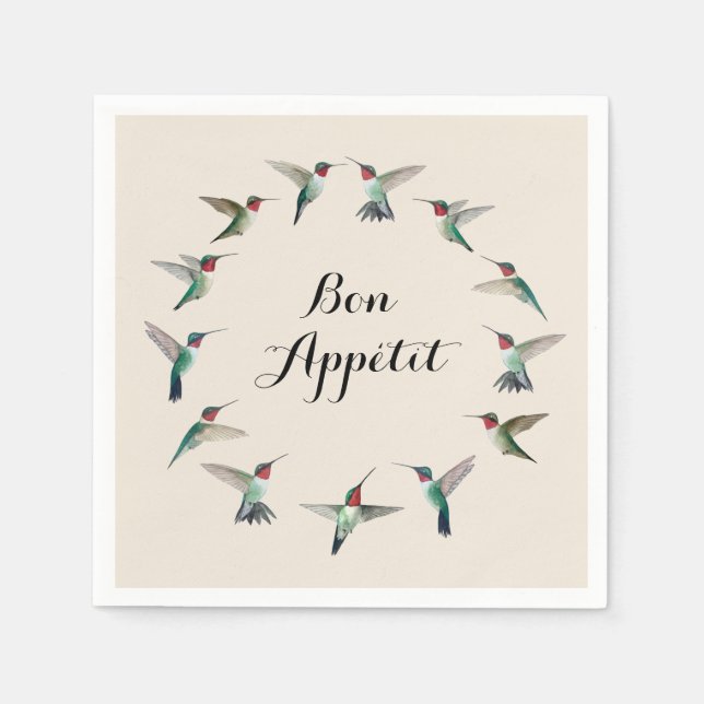 Bon Appétit Ruby-throated Hummingbirds Napkins (Front)