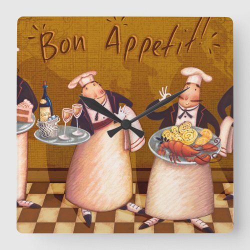 Bon Apptit Square Wall Clock