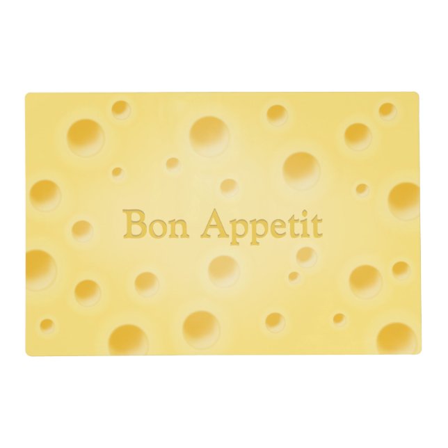 "Bon Appetit" Trompe L'oeil Swiss Cheese Placemat (Front)