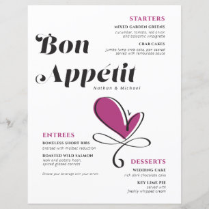 Bon Appetit Wedding Dinner Menu