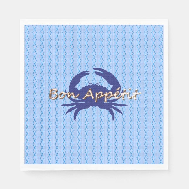Bon-Appetite--BLUE_Crab-diamond--Celebrate Napkins (Front)