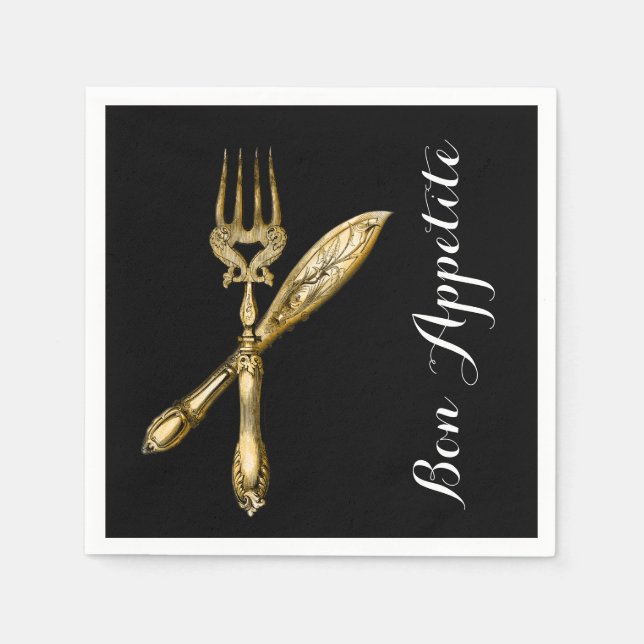 Bon appetite knife fork businesses paper napkins (Front)