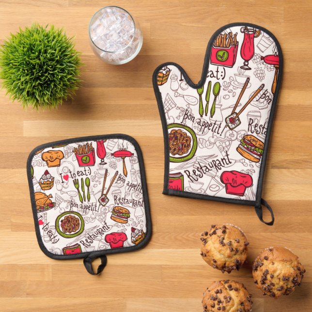 Bon Appetite   Oven Mitt & Pot Holder Set (Top Down)