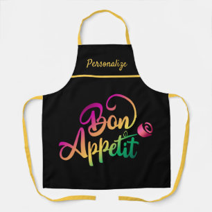 Bon Appetite Quote Purple Yellow Black Cooking Apron