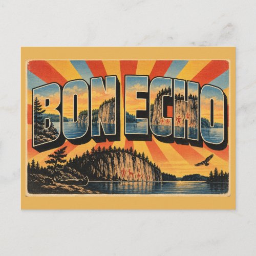 Bon Echo ON Pictograph Cliff Lake Art Postcard