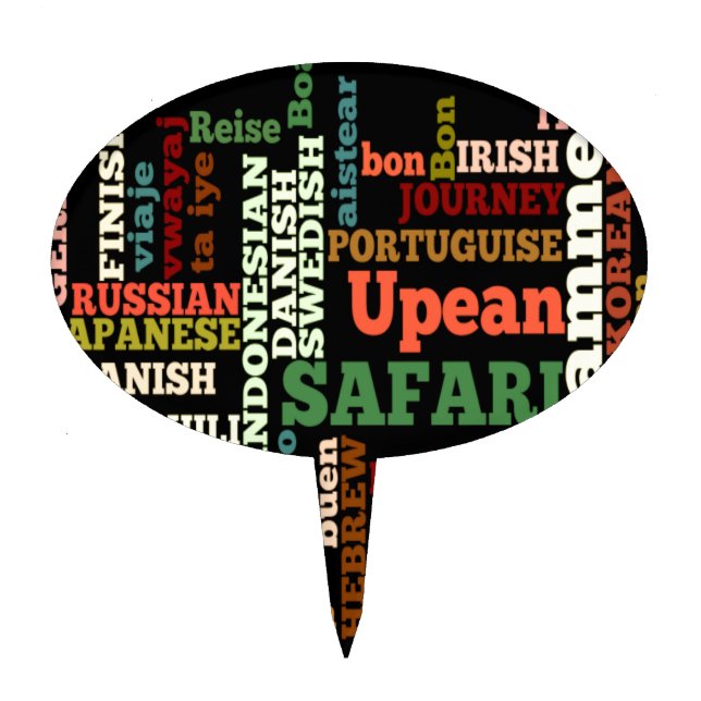 Bon Italian Irish Safari Hapanese Voyage Cake Topper (Front)