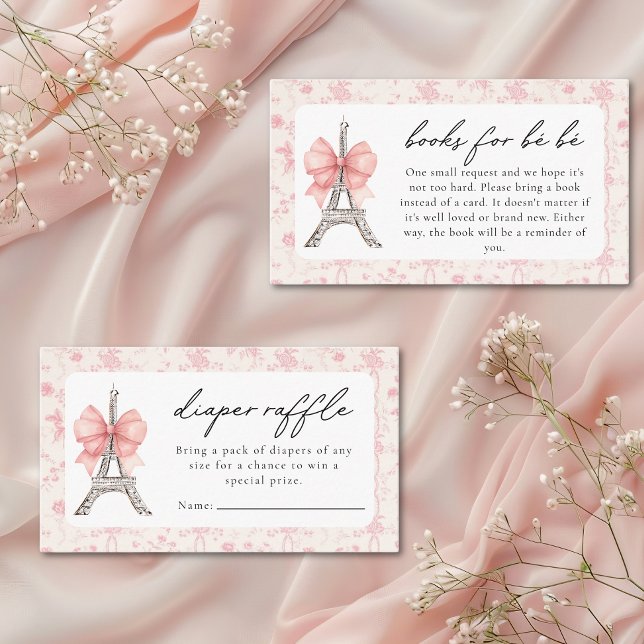 Bon Jour Be Be French Toile Pink Baby Shower  Enclosure Card (Creator Uploaded)