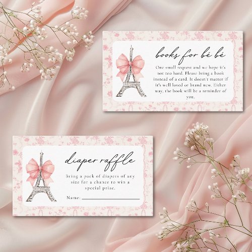 Bon Jour Be Be French Toile Pink Baby Shower  Enclosure Card