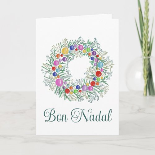 Bon Nadal Catalan Christmas wreath Holiday Card