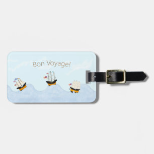 "Bon Voyage!" 3 Pretty Ships at Sea Custom Luggage Tag