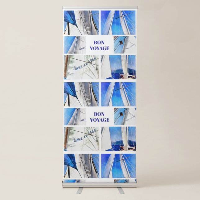 Bon Voyage Agean Gulet Artistic Collage Retractable Banner (Front)
