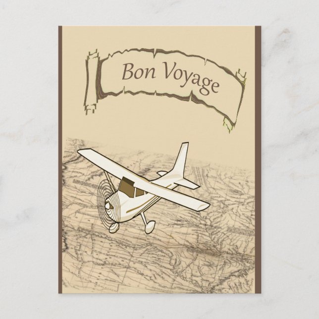 Bon Voyage Airplane Postcard (Front)