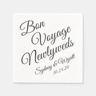 Bon Voyage Black n White Personalized Party Napkin