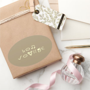 Bon Voyage Blessings: Lovely Text Art Oval Sticker