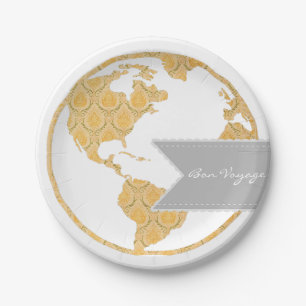 Bon Voyage   Bohemian World Map   Going Away Paper Plates