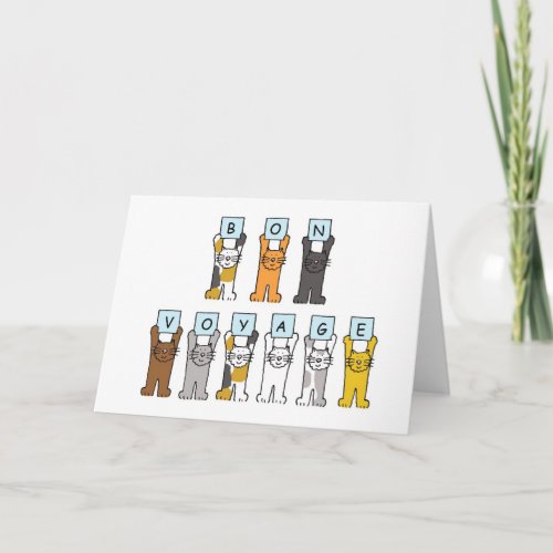 Bon Voyage Cartoon Cats Holiday Card