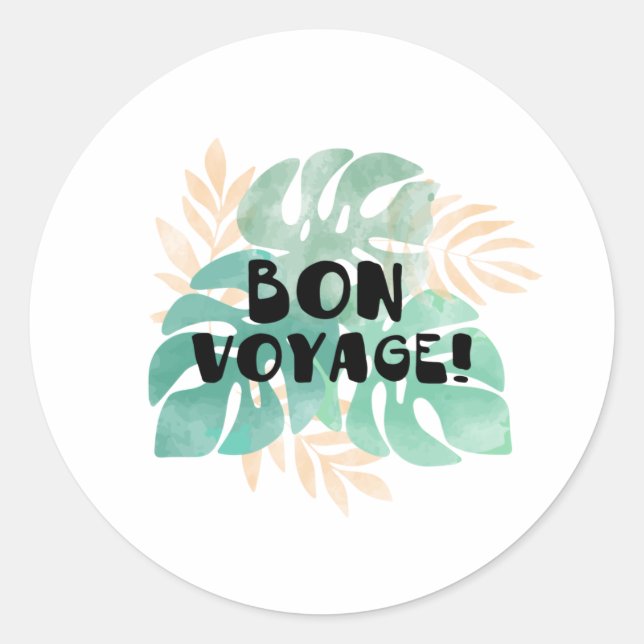 Bon voyage classic round sticker (Front)