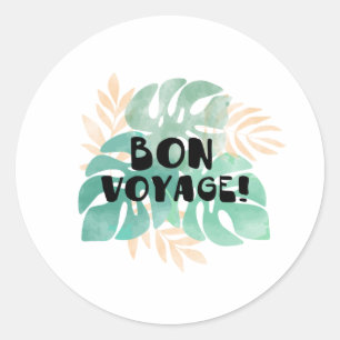Bon voyage classic round sticker