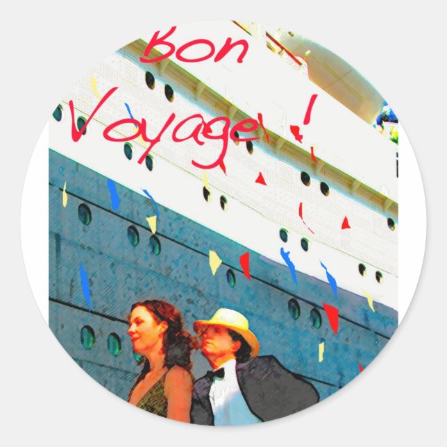 Bon Voyage Classic Round Sticker (Front)