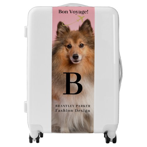 Bon Voyage Custom Pet Dog Photo Elegant Monogram Luggage