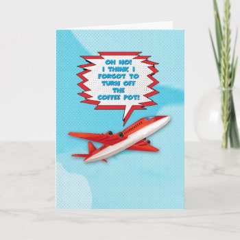 Bon Voyage Enjoy Vacation Funny Plane In Sky Card by DragonfireDesigns at Zazzle