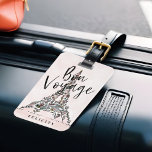 Bon Voyage | Floral Flowers Paris Eiffel Tower Luggage Tag<br><div class="desc">Own hand-painted stylish floral flower Paris Eiffel Tower ink and watercolor art print creates a unique luggage tag design. Beautiful black line-drawn floral florals create the impression of the Eiffel Tower with a chic watercolor wash highlighting the florals to create a stylish look. "Bon Voyage" is displayed in a stylish...</div>