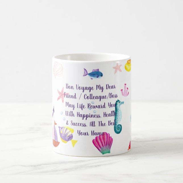 Bon Voyage Gift Personalized Sea Creature Themed Coffee Mug (Center)