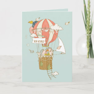 Bon Voyage Goodbye Farewell Hot Air Balloon Card
