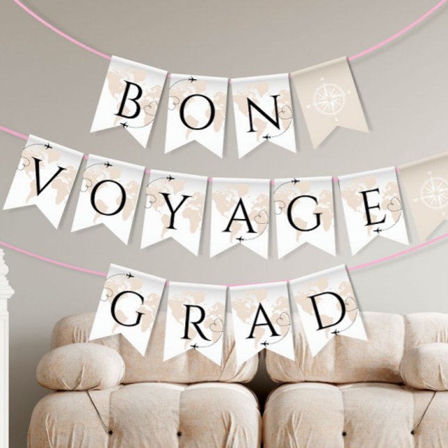 Bon Voyage Grad Adventure world map graduation Bunting Flags (Creator Uploaded)