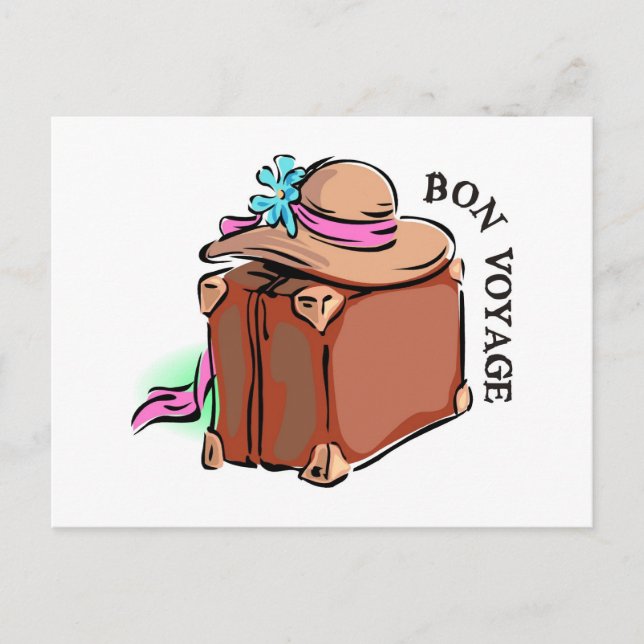 Bon Voyage, have a good trip! Luggage & hat Postcard (Front)