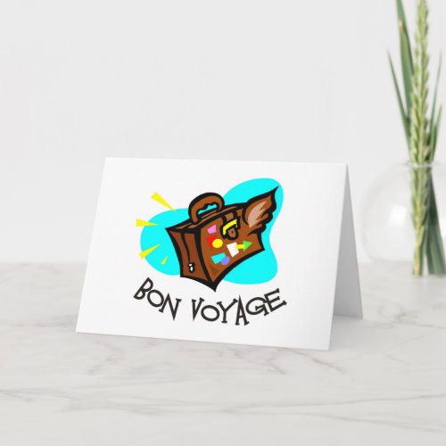 Bon Voyage have a good trip Winged suitcase Holiday Card
