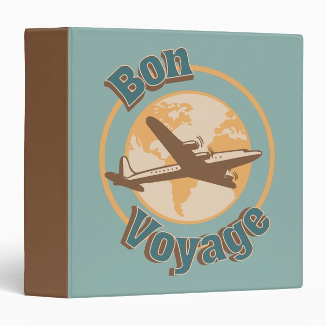 Bon Voyage Let's travel the world design 3 Ring Binder (Front/Spine)