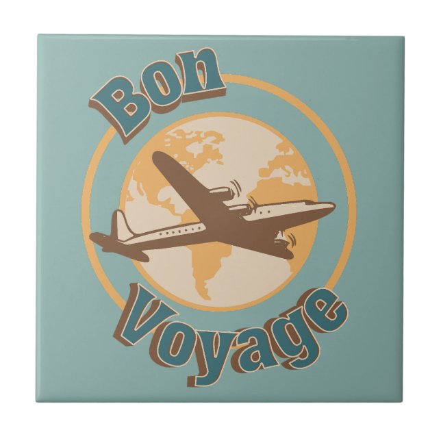 Bon Voyage Let's travel the world design Ceramic Tile (Front)