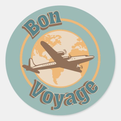 Bon Voyage Lets travel the world design Classic Round Sticker