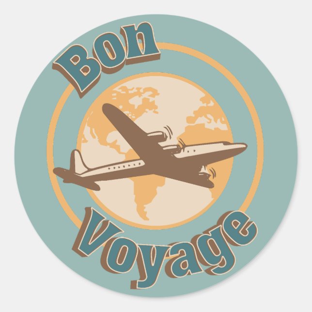 Bon Voyage Let's travel the world design Classic Round Sticker (Front)