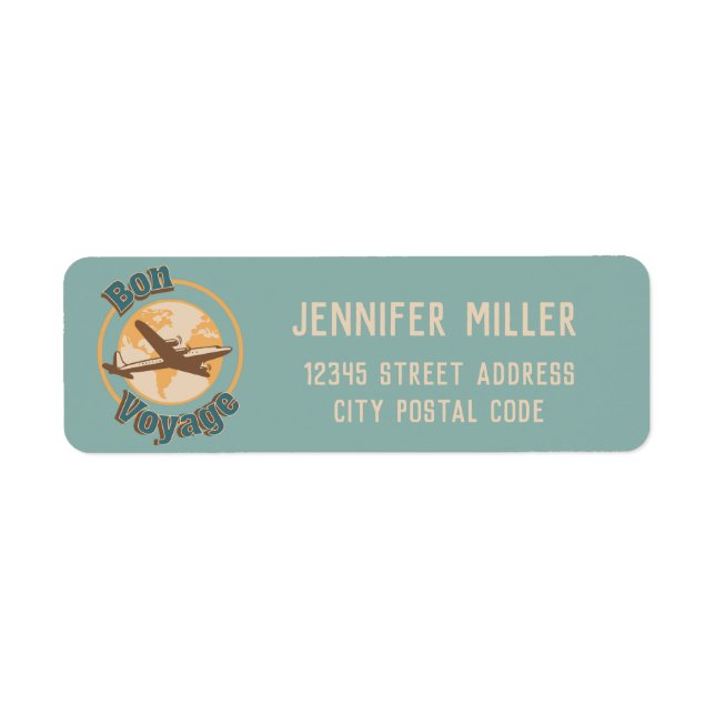 Bon Voyage Let's travel the world design Label (Front)