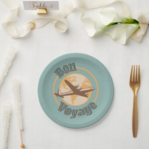 Bon Voyage Lets travel the world design Paper Plates