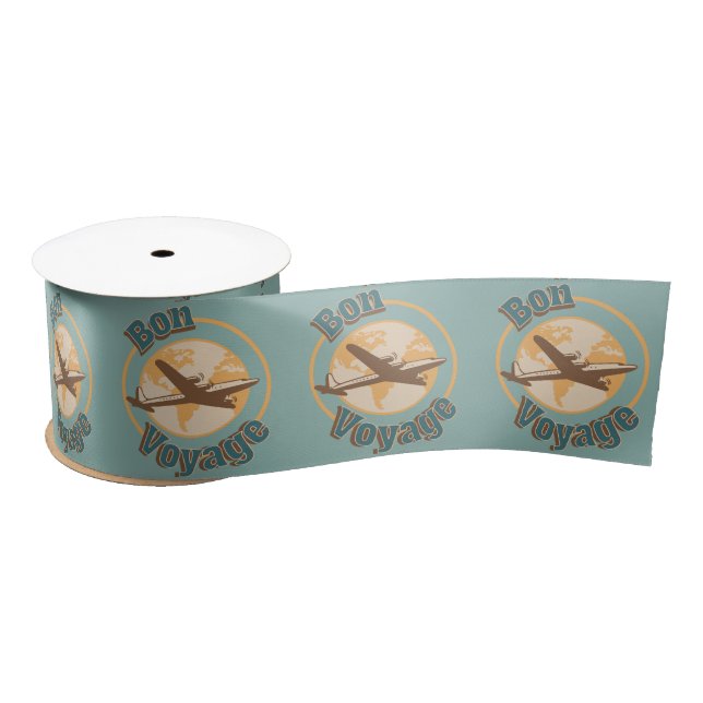 Bon Voyage Let's travel the world design Satin Ribbon (Spool)