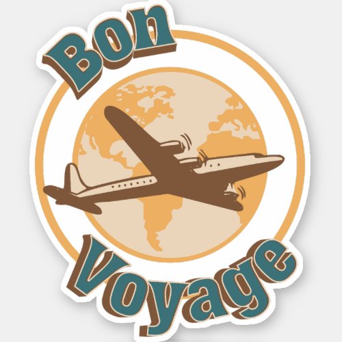 Bon Voyage Lets travel the world design Sticker