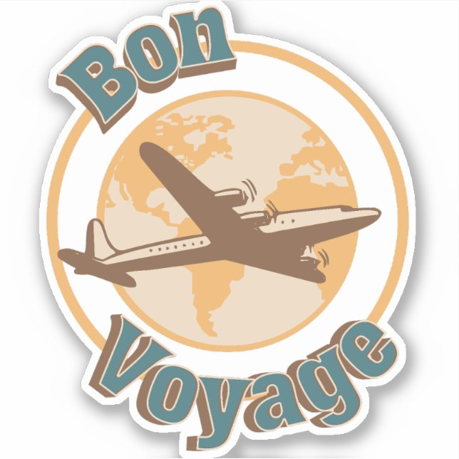 Bon Voyage Let's travel the world design Sticker (Front)