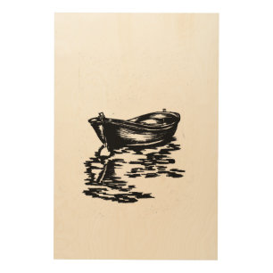 Bon Voyage – Nautical Rowboat Ink Wood Wall Art
