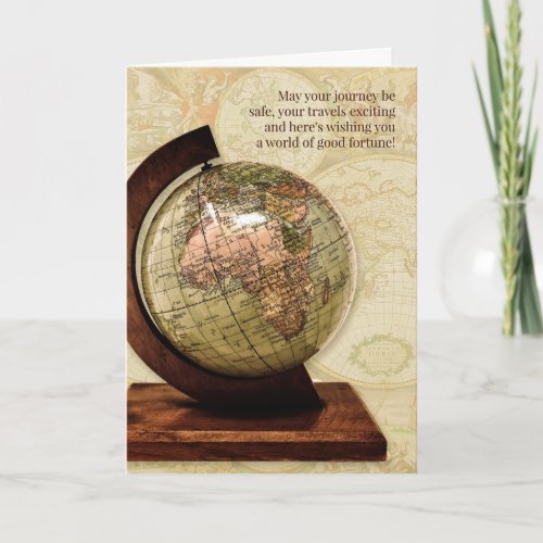 Bon Voyage Old World Globe Vintage Map Card