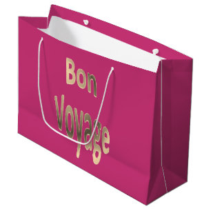 Bon Voyage on Dark Rose Large Gift Bag