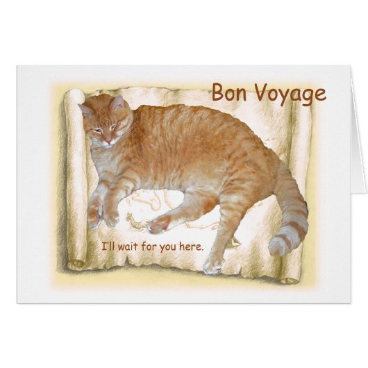 Bon Voyage Orange Cat on Map Cards (Front Horizontal)