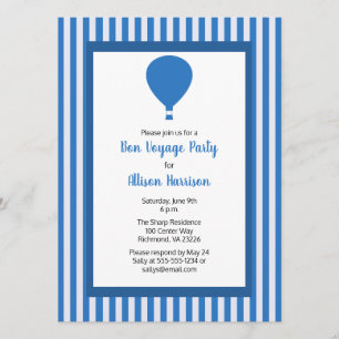 Bon Voyage Party Hot Air Balloon One Person Invitation