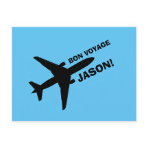 Bon Voyage Plane on Blue Custom Name