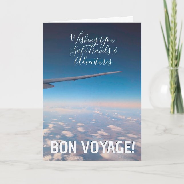 Bon Voyage! Safe Travels Wishes Window Seat Views Card (Front)