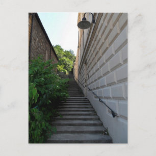 bon voyage, stairs postcard
